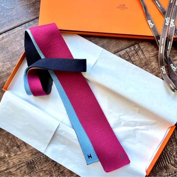 🔥HERMES EXCLUSIVE🔥🆕💯AUTH HERMES Maille De Soie 4 Temps Muti Seasons Tie😍 - Picture 7 of 17